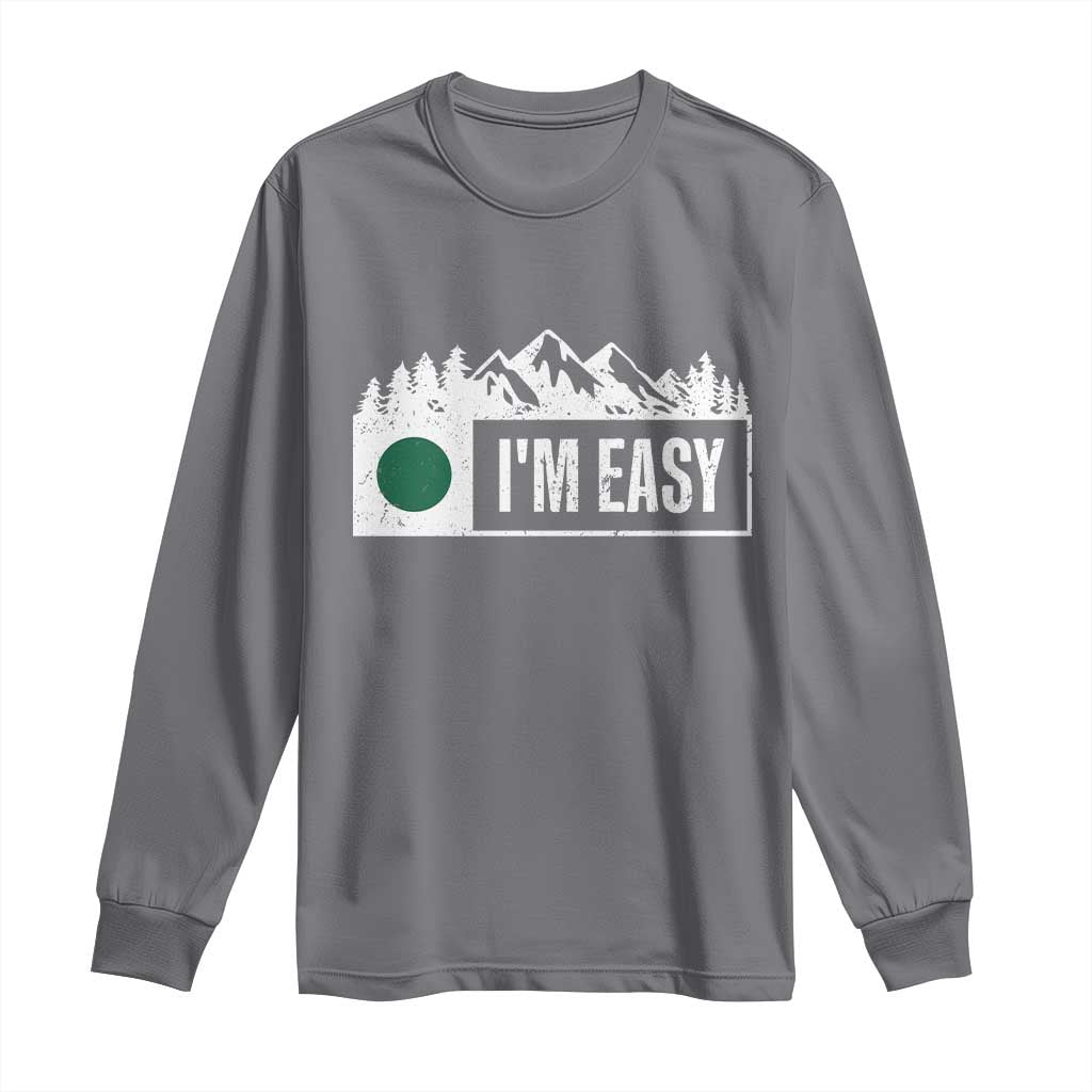 Funny Snowboard Ski Long Sleeve Shirt I'm Easy Mountain Sign Retro Vintage - Wonder Print Shop