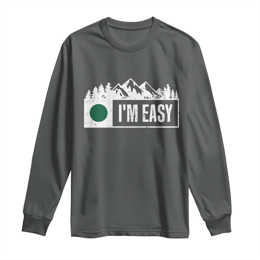 Funny Snowboard Ski Long Sleeve Shirt I'm Easy Mountain Sign Retro Vintage - Wonder Print Shop