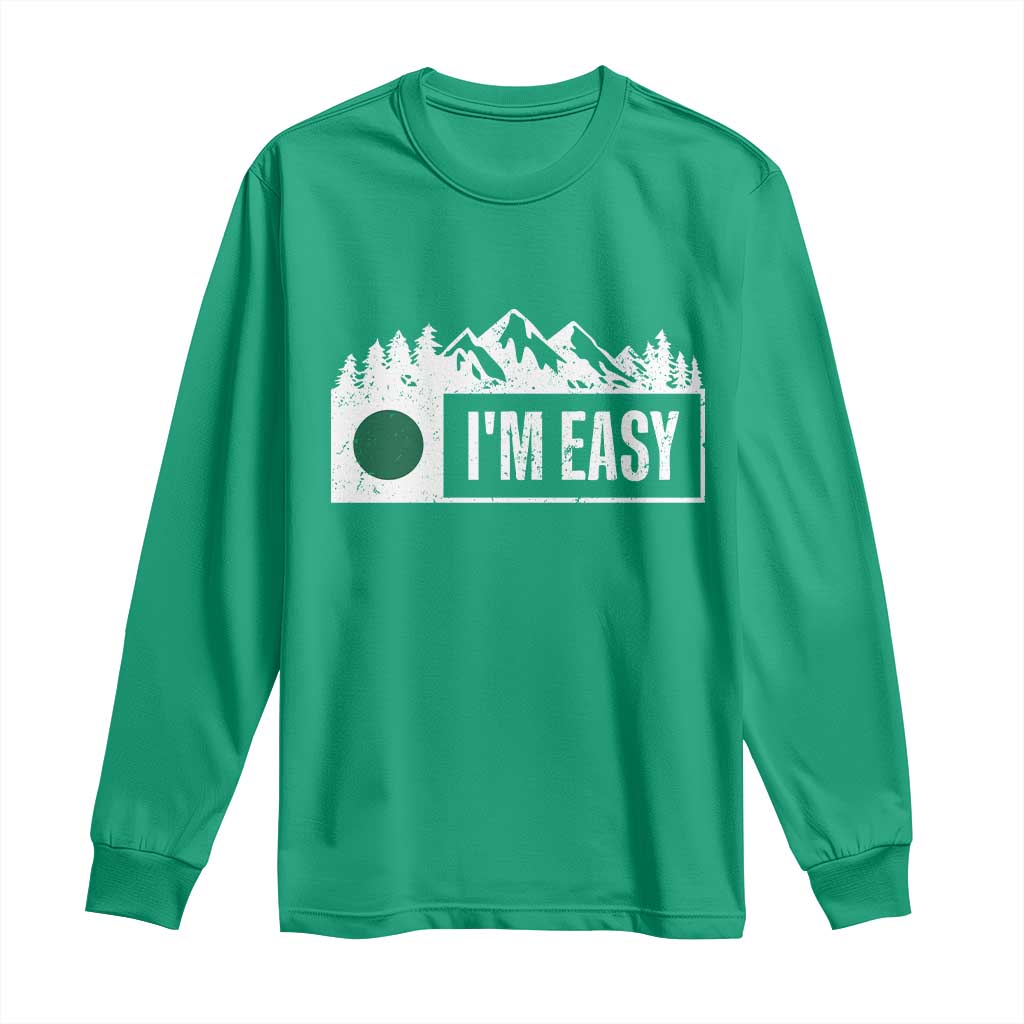 Funny Snowboard Ski Long Sleeve Shirt I'm Easy Mountain Sign Retro Vintage - Wonder Print Shop