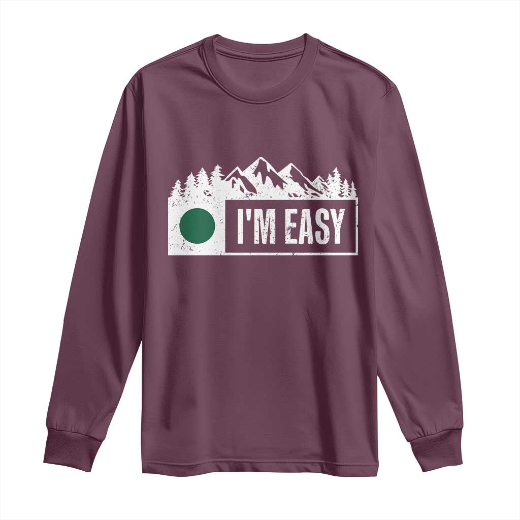 Funny Snowboard Ski Long Sleeve Shirt I'm Easy Mountain Sign Retro Vintage - Wonder Print Shop