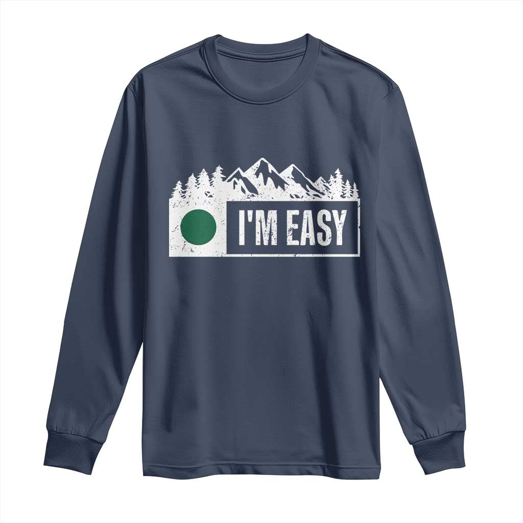 Funny Snowboard Ski Long Sleeve Shirt I'm Easy Mountain Sign Retro Vintage - Wonder Print Shop