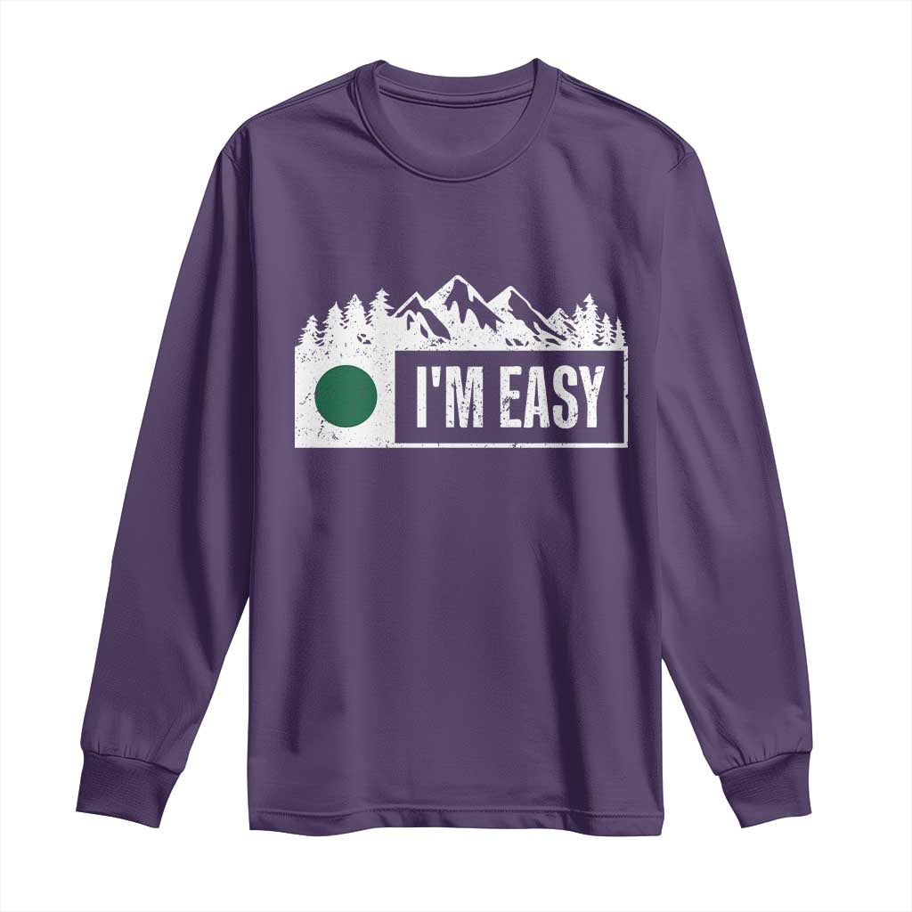 Funny Snowboard Ski Long Sleeve Shirt I'm Easy Mountain Sign Retro Vintage - Wonder Print Shop