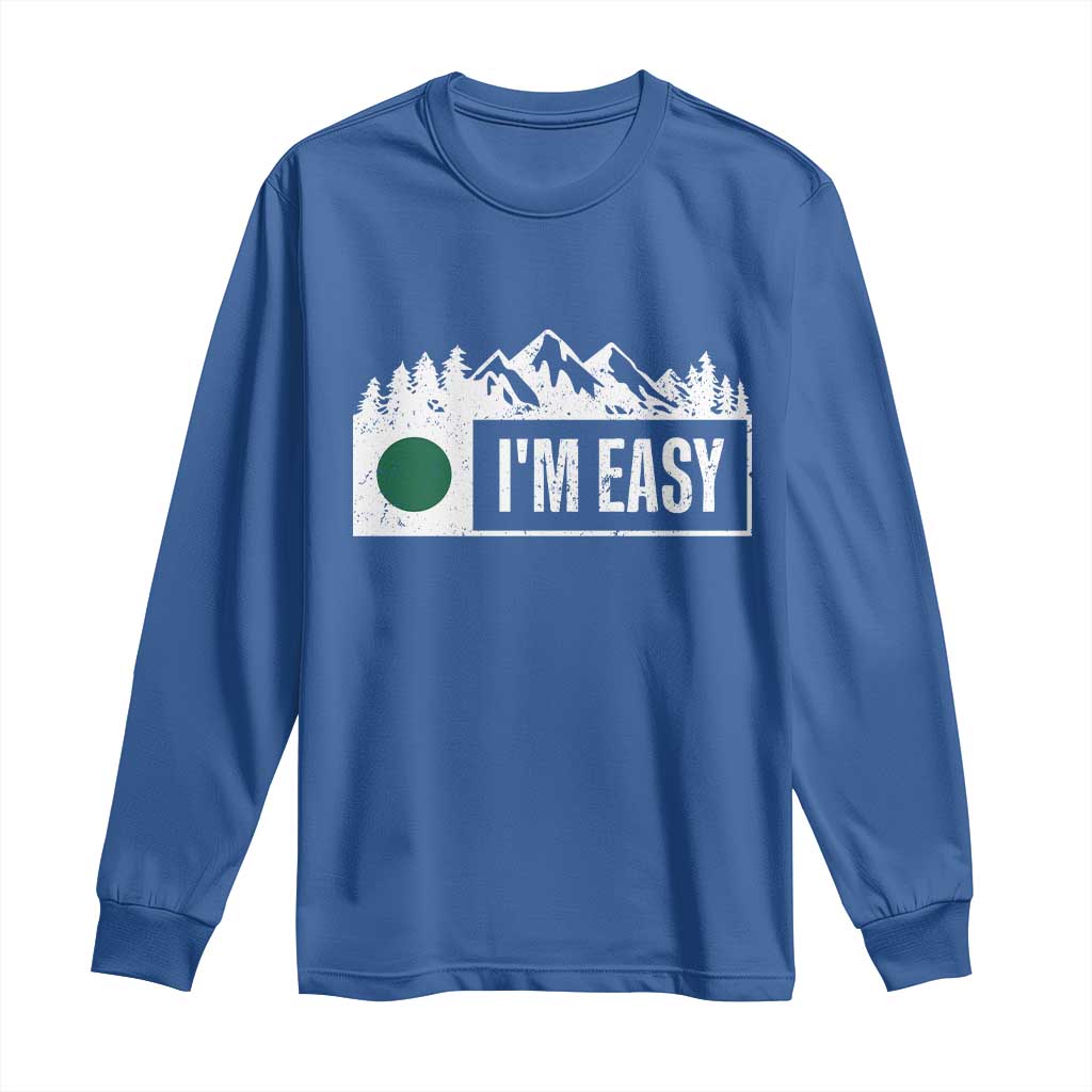 Funny Snowboard Ski Long Sleeve Shirt I'm Easy Mountain Sign Retro Vintage - Wonder Print Shop