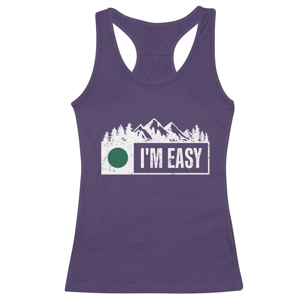 Funny Snowboard Ski Racerback Tank Top I'm Easy Mountain Sign Retro Vintage - Wonder Print Shop