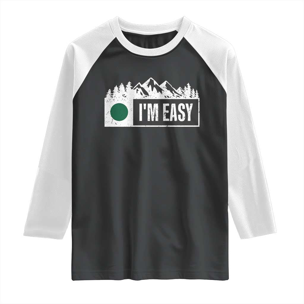 Funny Snowboard Ski Raglan Shirt I'm Easy Mountain Sign Retro Vintage - Wonder Print Shop