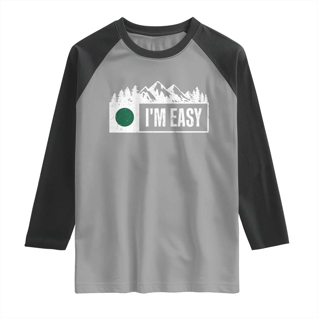 Funny Snowboard Ski Raglan Shirt I'm Easy Mountain Sign Retro Vintage - Wonder Print Shop