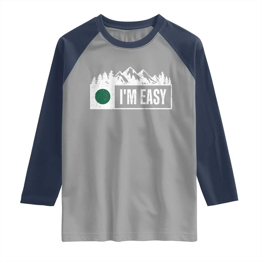 Funny Snowboard Ski Raglan Shirt I'm Easy Mountain Sign Retro Vintage - Wonder Print Shop