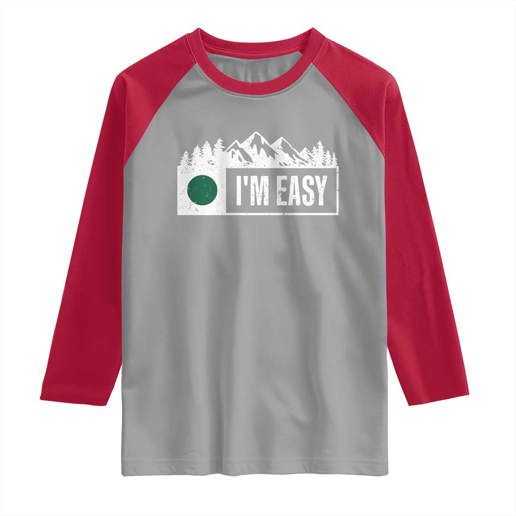 Funny Snowboard Ski Raglan Shirt I'm Easy Mountain Sign Retro Vintage - Wonder Print Shop