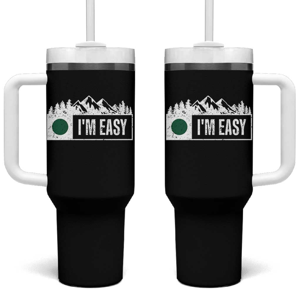 Funny Snowboard Ski Tumbler With Handle I'm Easy Mountain Sign Retro Vintage - Wonder Print Shop