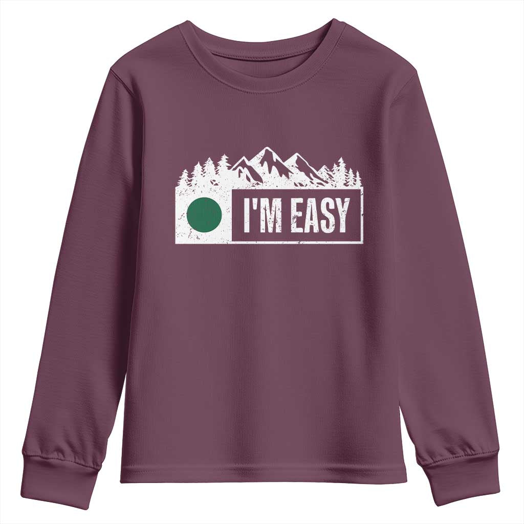 Funny Snowboard Ski Youth Sweatshirt I'm Easy Mountain Sign Retro Vintage - Wonder Print Shop