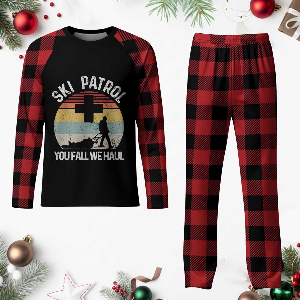 Ski Patrol You Fall We Haul Plaid Pajama Set Funny Skiing Skier Winter Sport - Wonder Print Shop