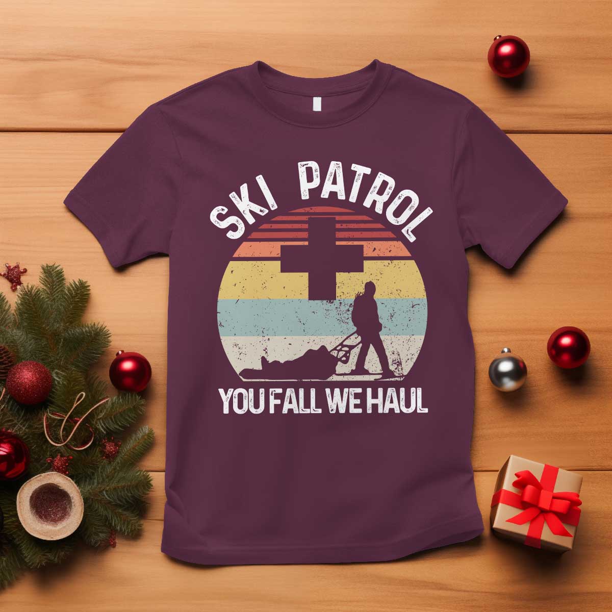 Ski Patrol You Fall We Haul T Shirt Funny Skiing Skier Winter Sport - Wonder Print Shop