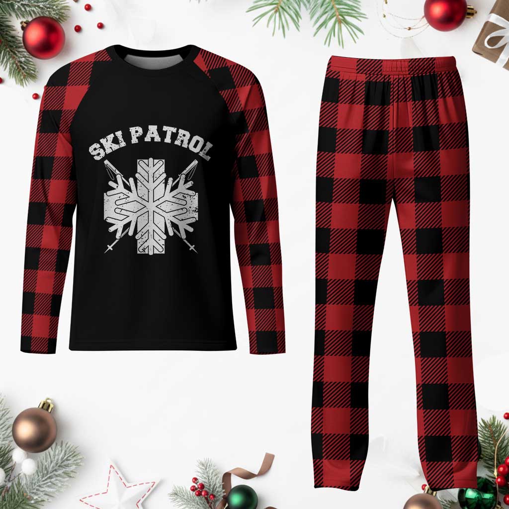 Ski Patrol Plaid Pajama Set Mountain Rescue Winter Slopes Skiing Snowboarding - Wonder Print Shop