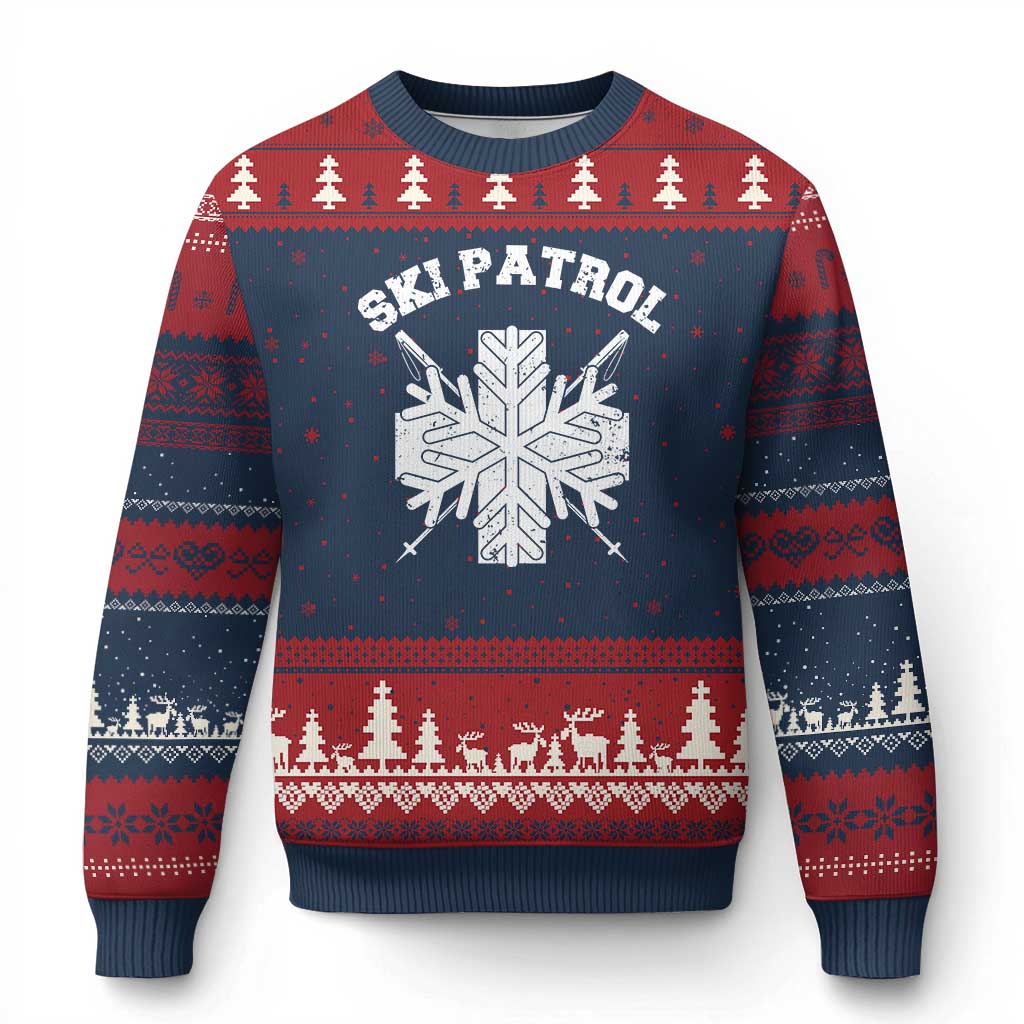 Ski Patrol Ugly Christmas Sweater Mountain Rescue Winter Slopes Skiing Snowboarding - Wonder Print Shop