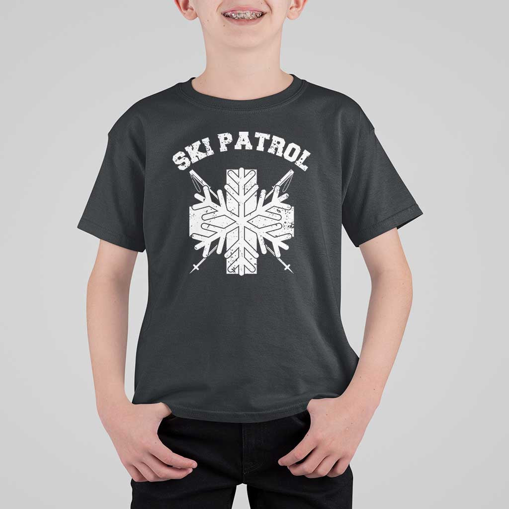 Ski Patrol T Shirt For Kid Mountain Rescue Winter Slopes Skiing Snowboarding - Wonder Print Shop