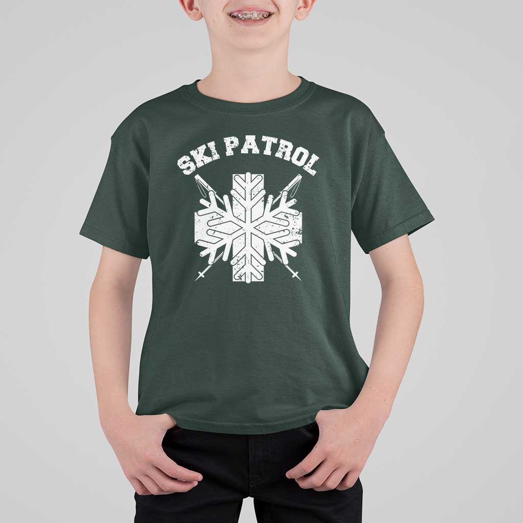 Ski Patrol T Shirt For Kid Mountain Rescue Winter Slopes Skiing Snowboarding - Wonder Print Shop