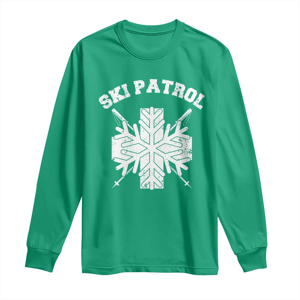 Ski Patrol Long Sleeve Shirt Mountain Rescue Winter Slopes Skiing Snowboarding - Wonder Print Shop