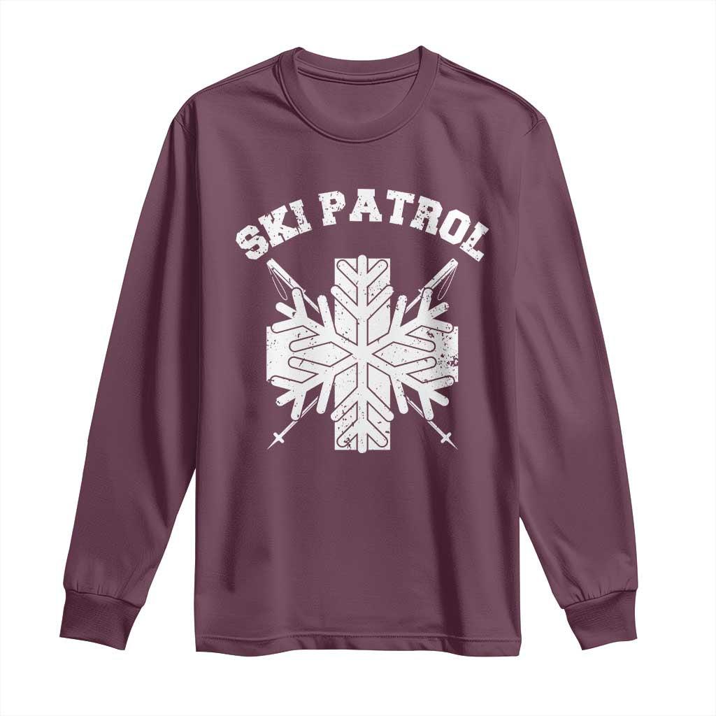 Ski Patrol Long Sleeve Shirt Mountain Rescue Winter Slopes Skiing Snowboarding - Wonder Print Shop