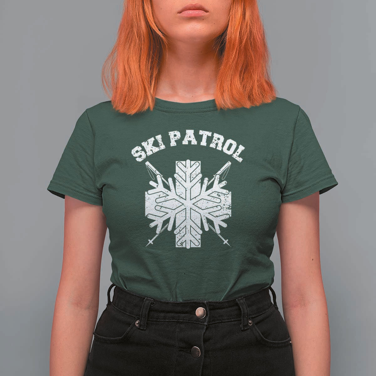 Ski Patrol T Shirt For Women Mountain Rescue Winter Slopes Skiing Snowboarding - Wonder Print Shop