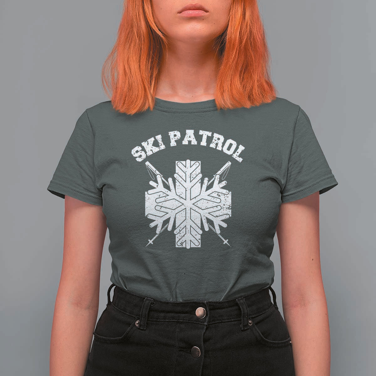 Ski Patrol T Shirt For Women Mountain Rescue Winter Slopes Skiing Snowboarding - Wonder Print Shop
