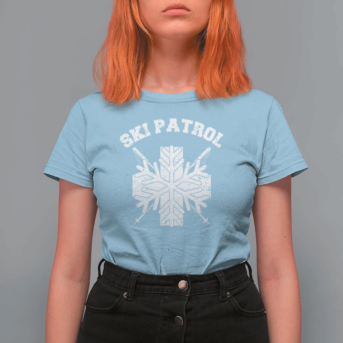 Ski Patrol T Shirt For Women Mountain Rescue Winter Slopes Skiing Snowboarding - Wonder Print Shop