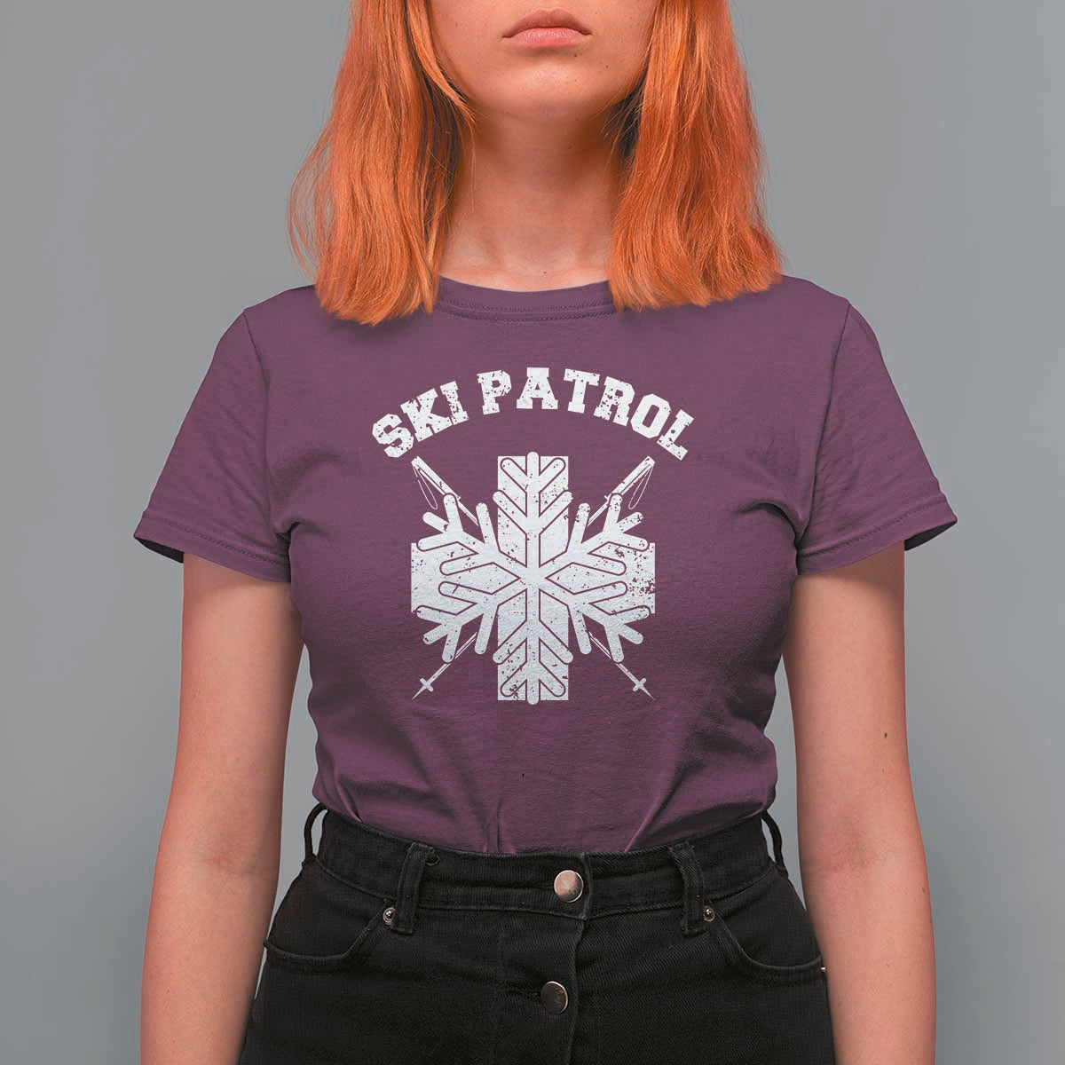 Ski Patrol T Shirt For Women Mountain Rescue Winter Slopes Skiing Snowboarding - Wonder Print Shop