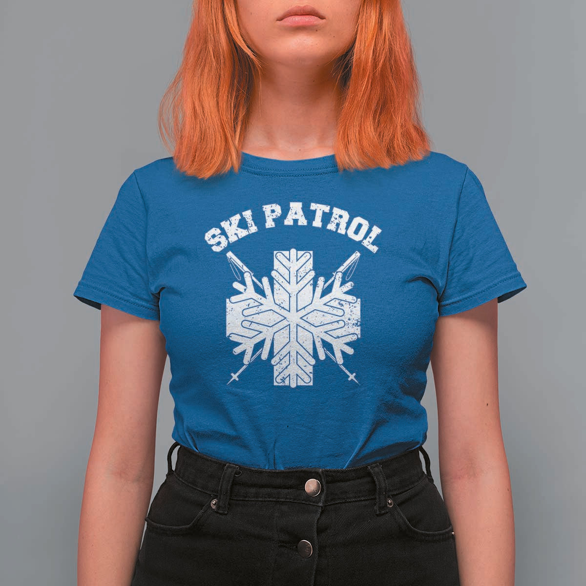 Ski Patrol T Shirt For Women Mountain Rescue Winter Slopes Skiing Snowboarding - Wonder Print Shop