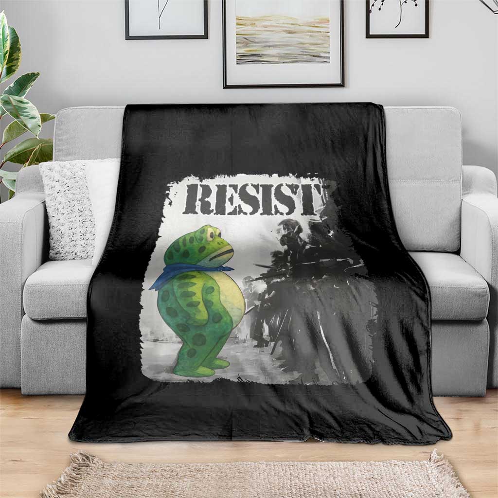 Frog Resist Throw Blanket Portland Frog Activist Protest City Art - Wonder Print Shop