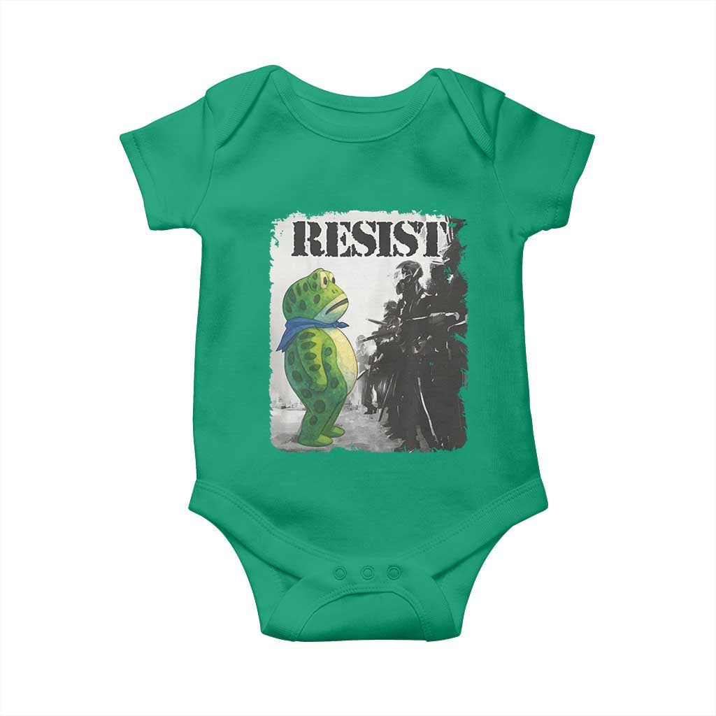 Frog Resist Baby Onesie Portland Frog Activist Protest City Art - Wonder Print Shop