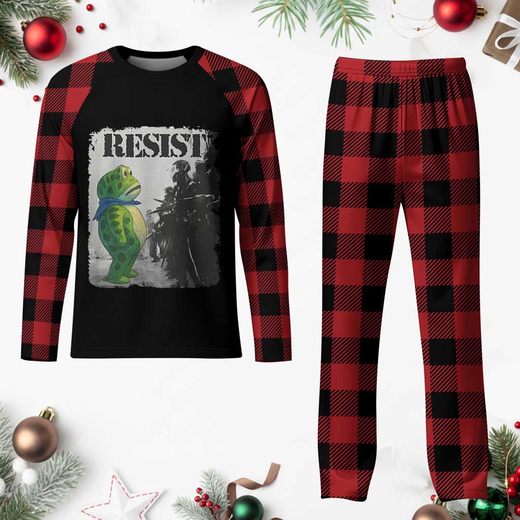 Frog Resist Plaid Pajama Set Portland Frog Activist Protest City Art - Wonder Print Shop