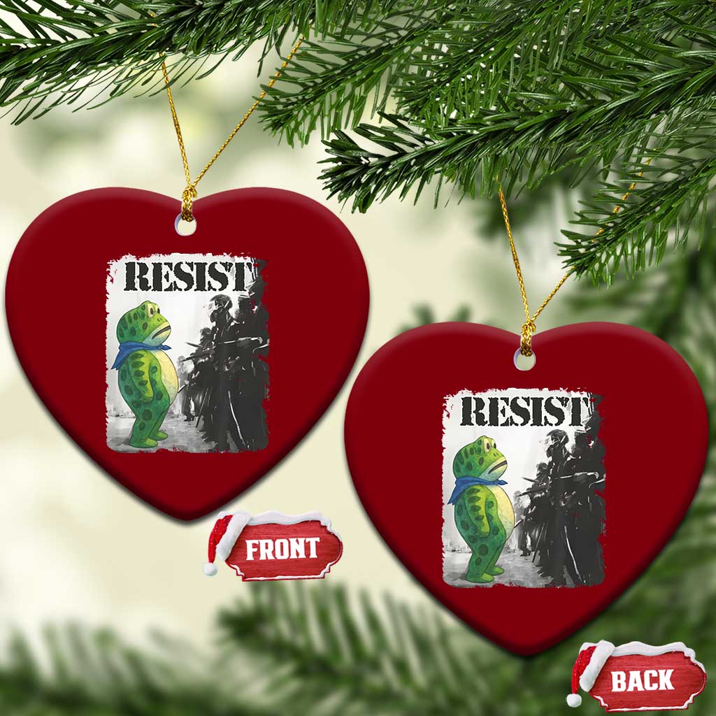 Frog Resist Ceramic Ornament Portland Frog Activist Protest City Art - Wonder Print Shop