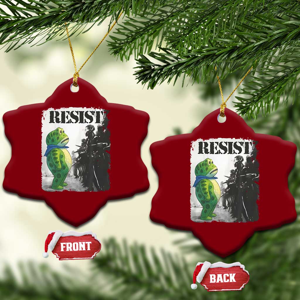 Frog Resist Ceramic Ornament Portland Frog Activist Protest City Art - Wonder Print Shop