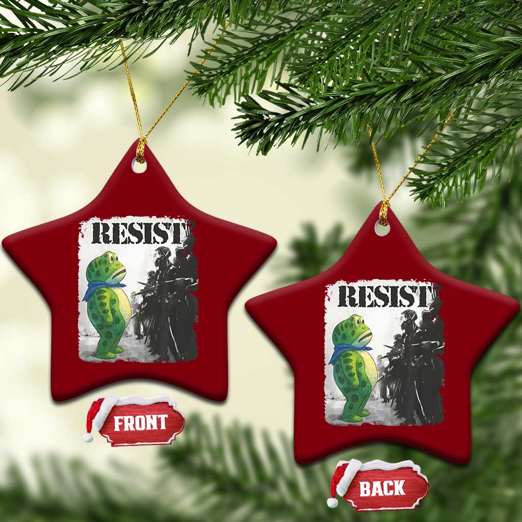 Frog Resist Ceramic Ornament Portland Frog Activist Protest City Art - Wonder Print Shop