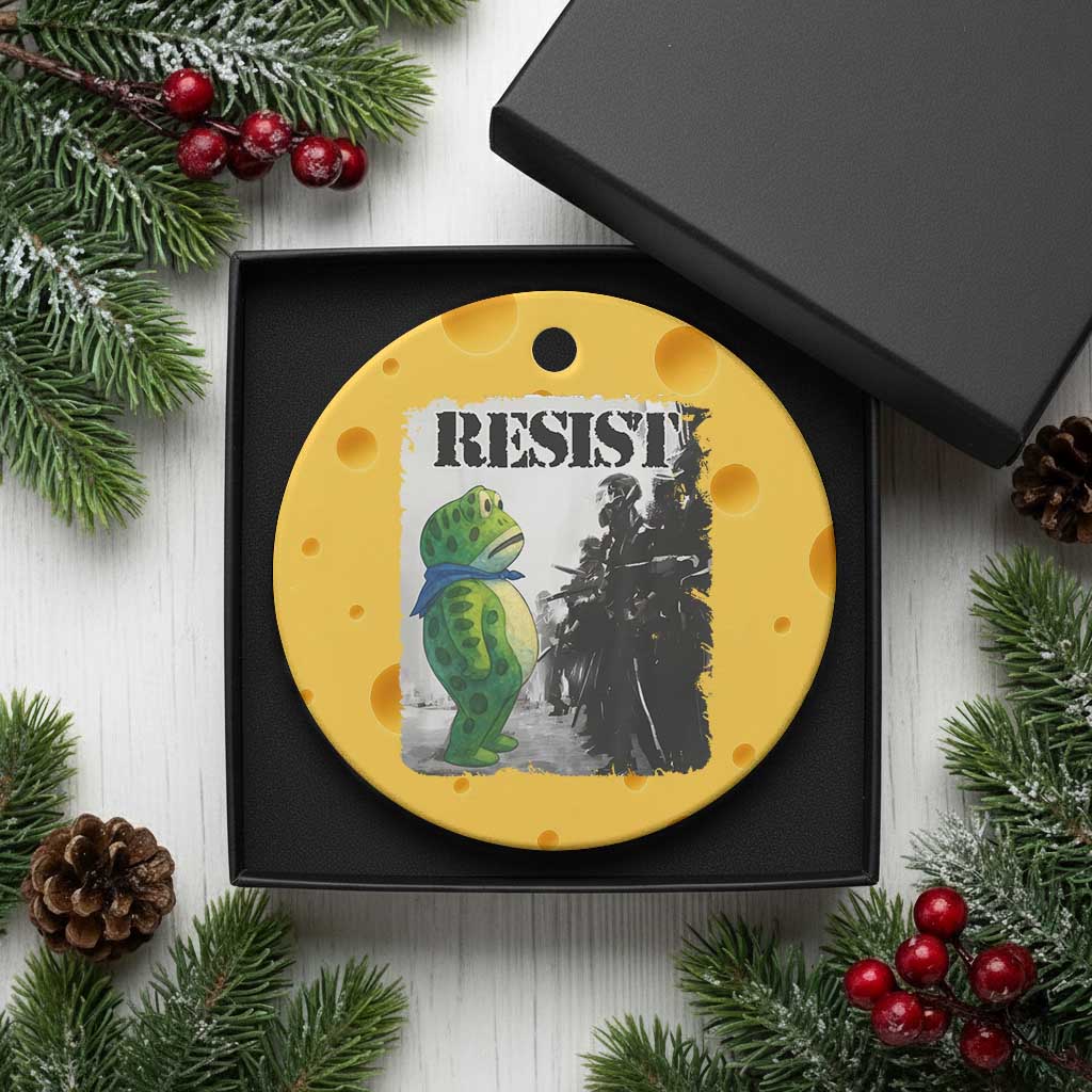 Frog Resist Ceramic Ornament Portland Frog Activist Protest City Art - Wonder Print Shop