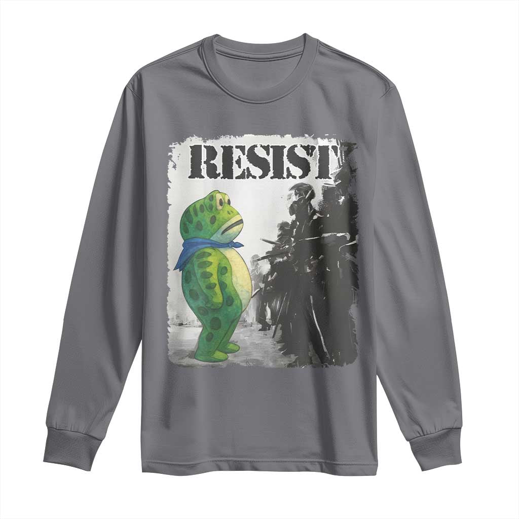 Frog Resist Long Sleeve Shirt Portland Frog Activist Protest City Art - Wonder Print Shop