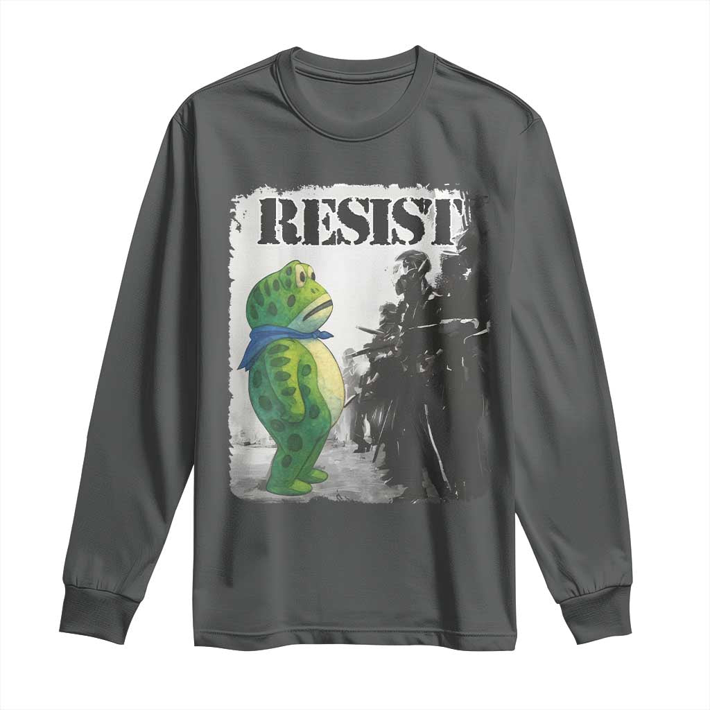 Frog Resist Long Sleeve Shirt Portland Frog Activist Protest City Art - Wonder Print Shop
