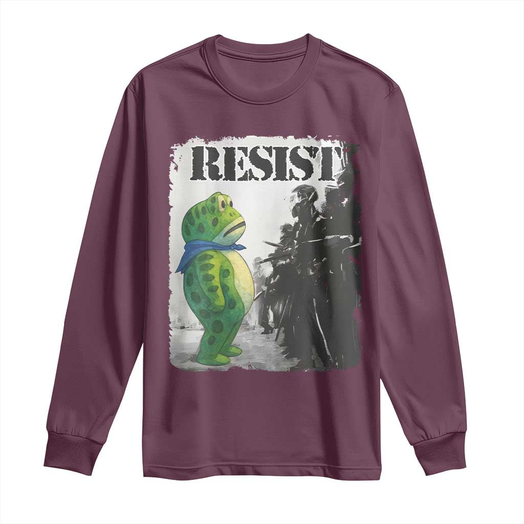 Frog Resist Long Sleeve Shirt Portland Frog Activist Protest City Art - Wonder Print Shop