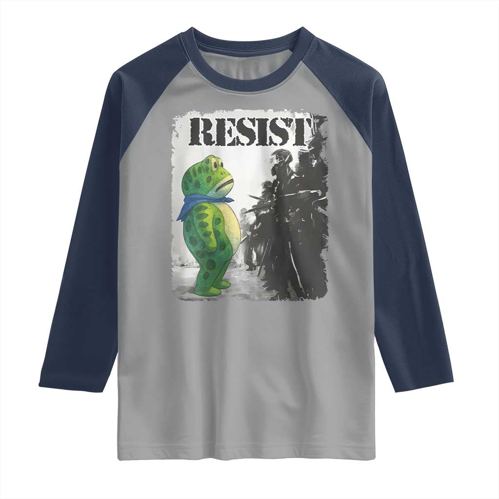Frog Resist Raglan Shirt Portland Frog Activist Protest City Art - Wonder Print Shop