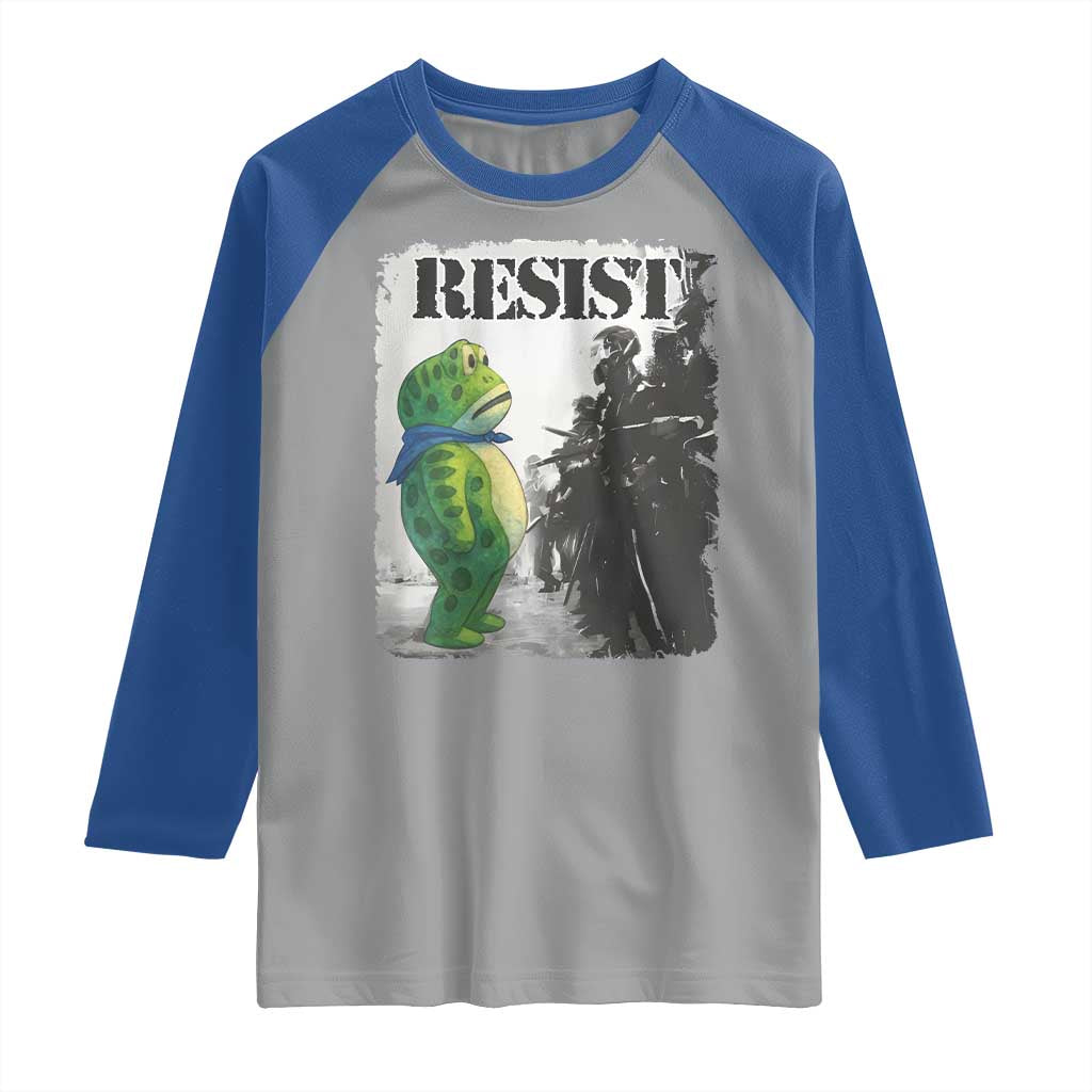 Frog Resist Raglan Shirt Portland Frog Activist Protest City Art - Wonder Print Shop