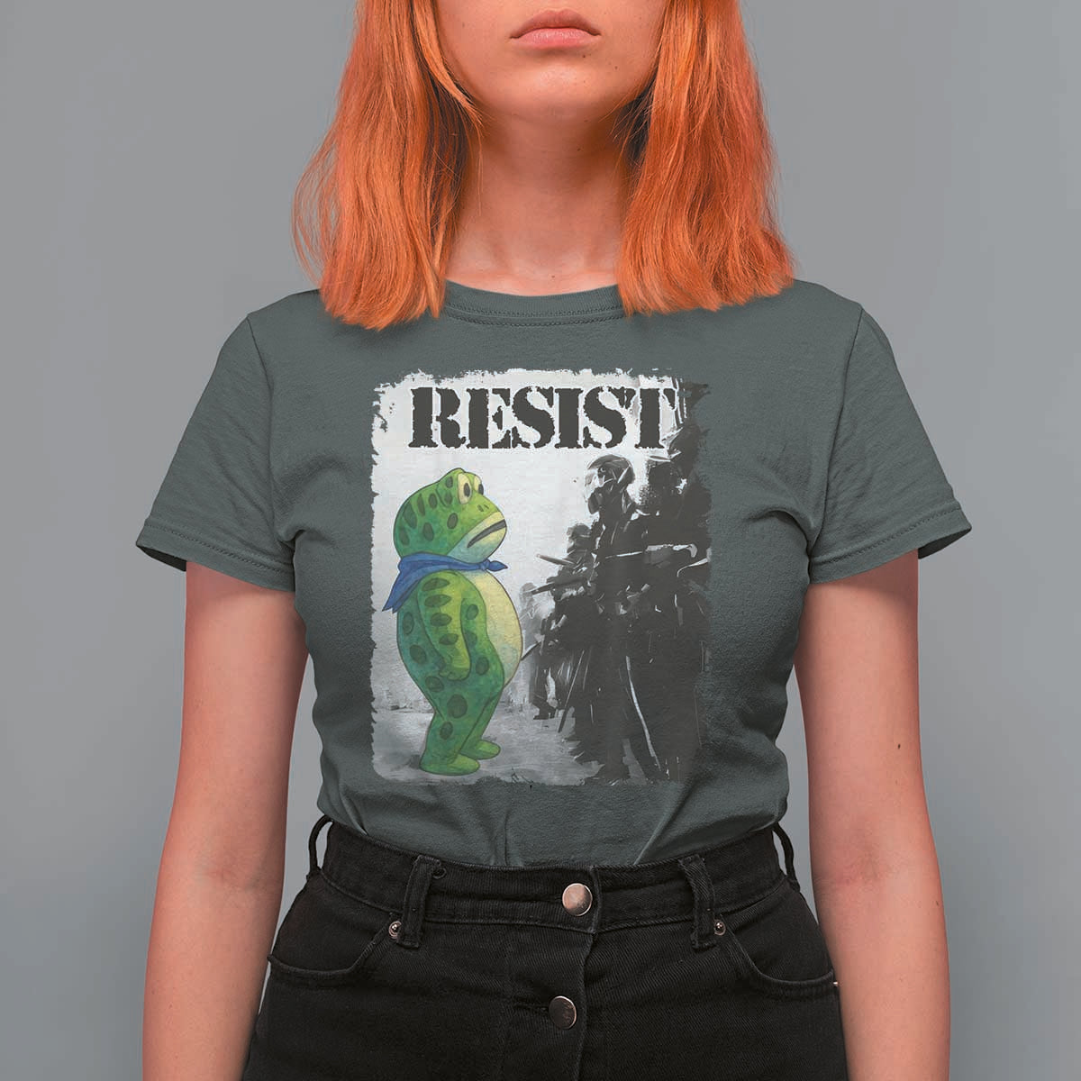 Frog Resist T Shirt For Women Portland Frog Activist Protest City Art - Wonder Print Shop
