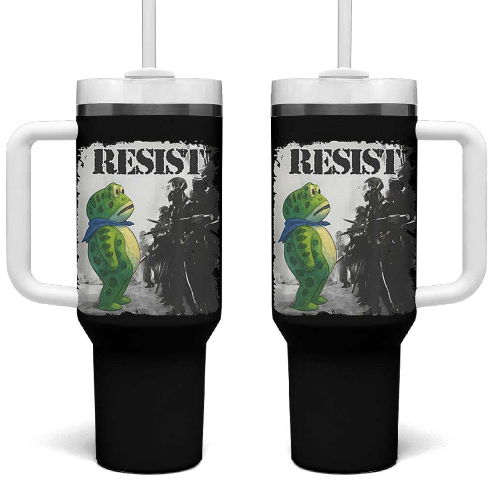 Frog Resist Tumbler With Handle Portland Frog Activist Protest City Art - Wonder Print Shop