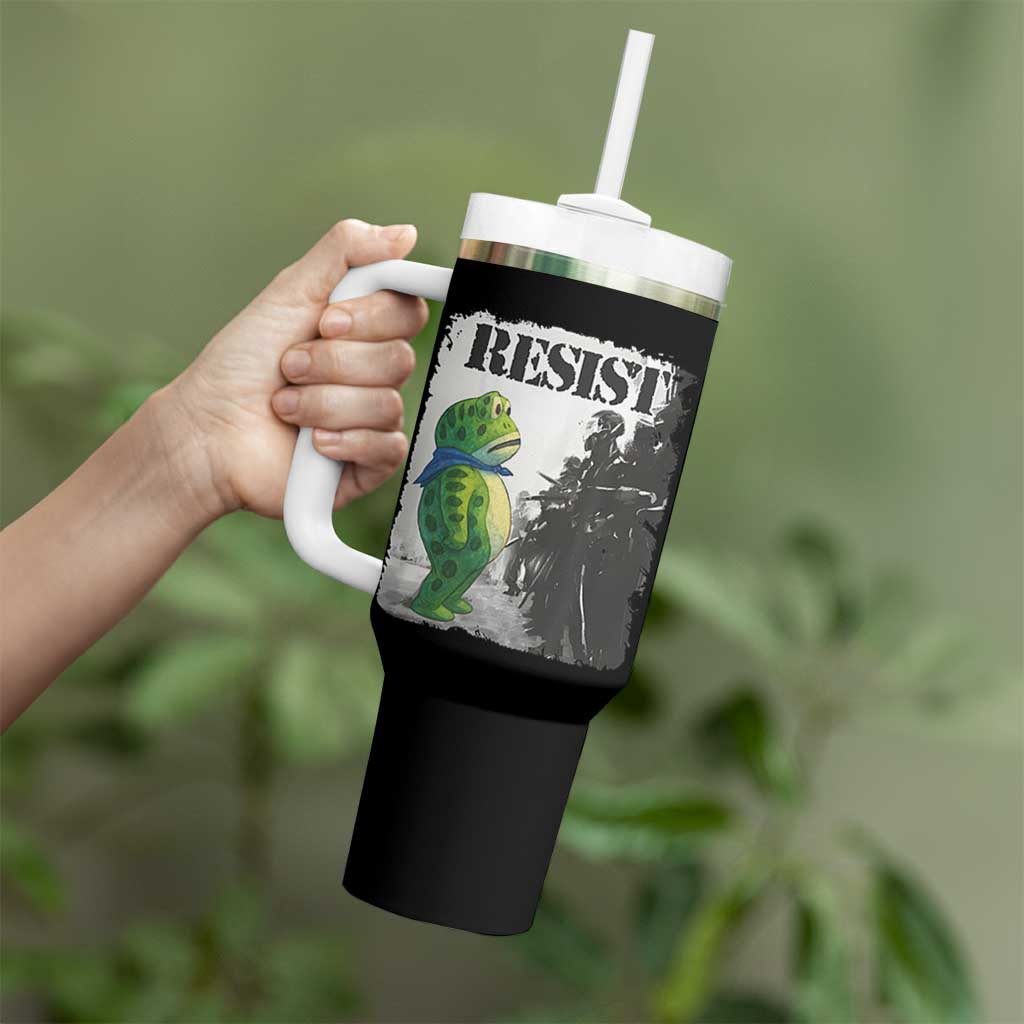 Frog Resist Tumbler With Handle Portland Frog Activist Protest City Art - Wonder Print Shop