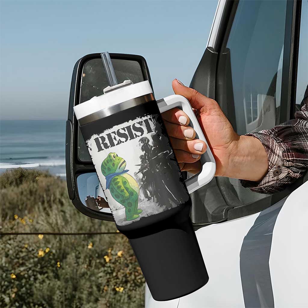 Frog Resist Tumbler With Handle Portland Frog Activist Protest City Art - Wonder Print Shop