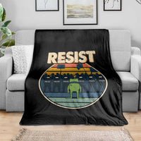 Frog Resist Throw Blanket Portland Frog Activist Protest Retro Sunset - Wonder Print Shop