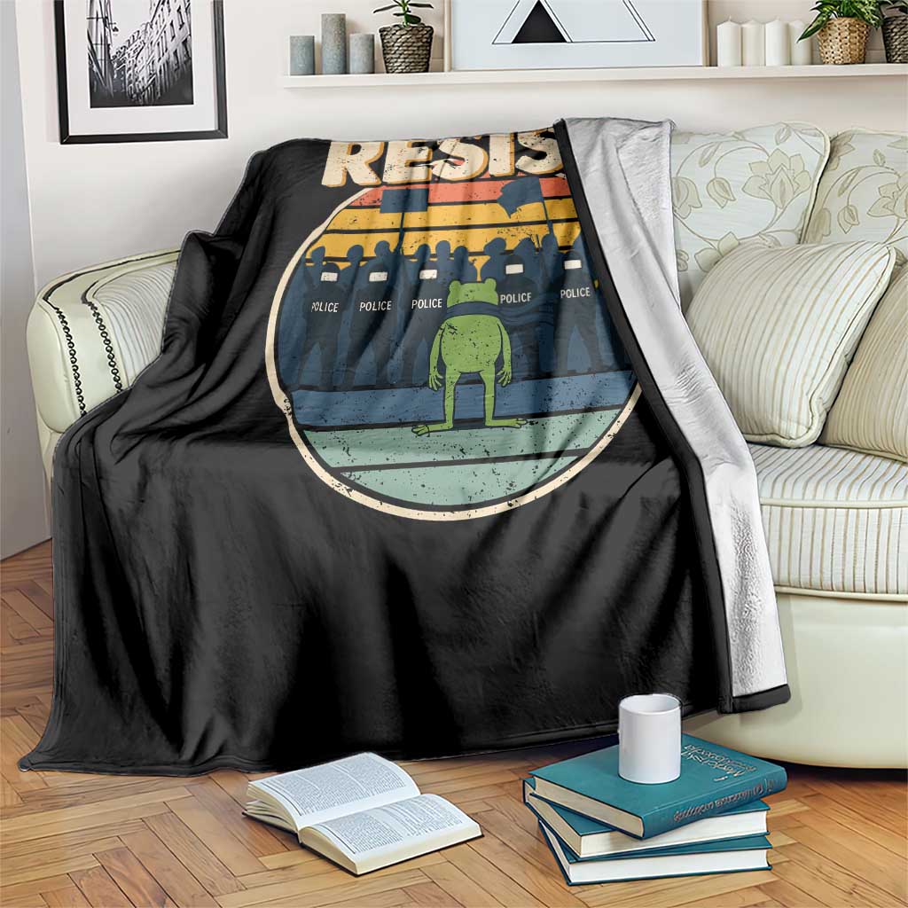 Frog Resist Throw Blanket Portland Frog Activist Protest Retro Sunset - Wonder Print Shop