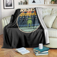 Frog Resist Throw Blanket Portland Frog Activist Protest Retro Sunset - Wonder Print Shop