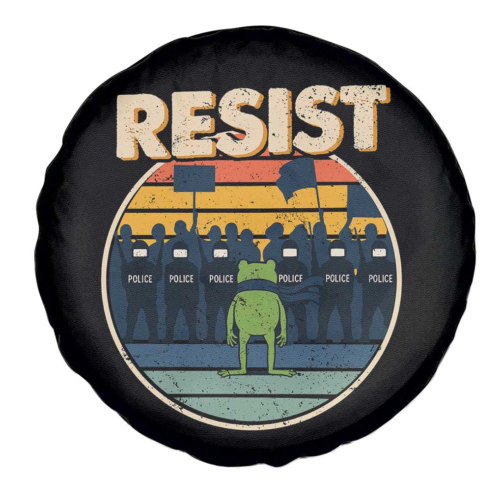Frog Resist Spare Tire Cover Portland Frog Activist Protest Retro Sunset - Wonder Print Shop