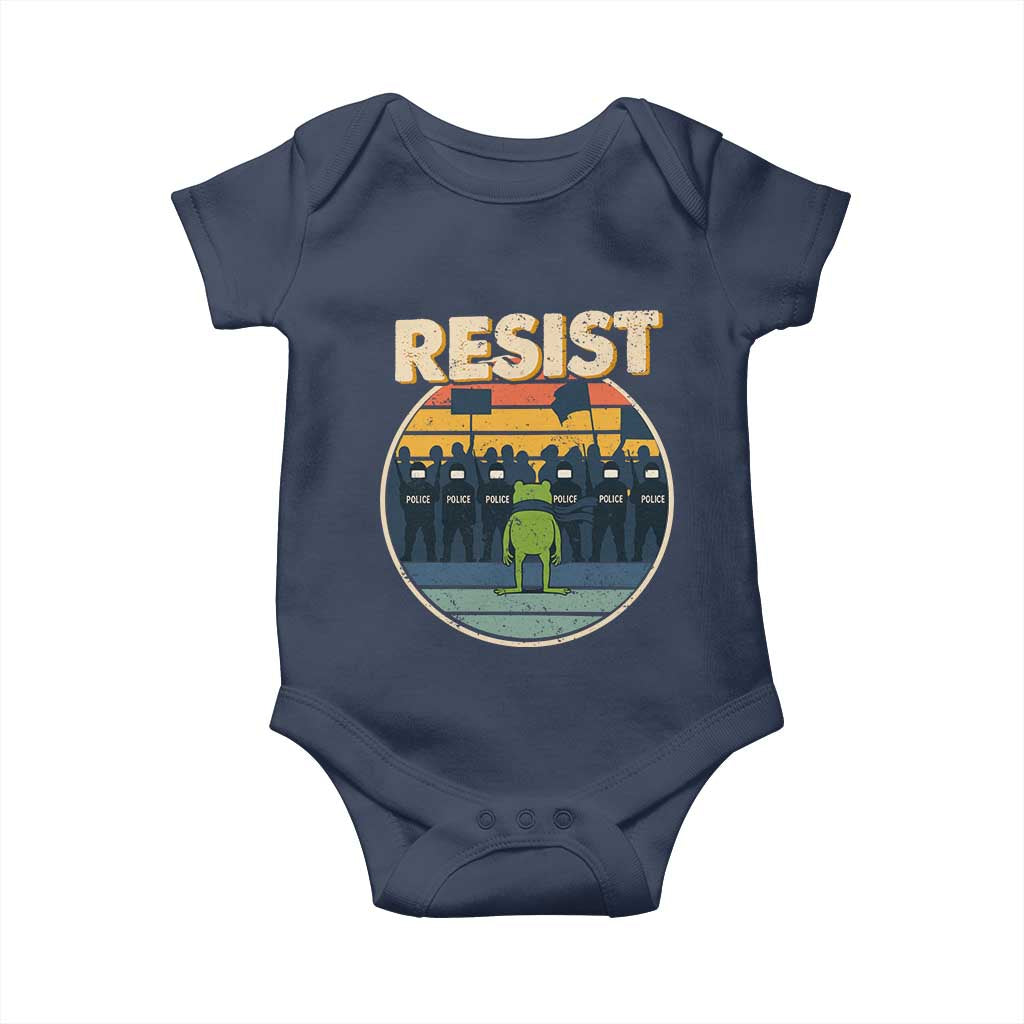 Frog Resist Baby Onesie Portland Frog Activist Protest Retro Sunset - Wonder Print Shop