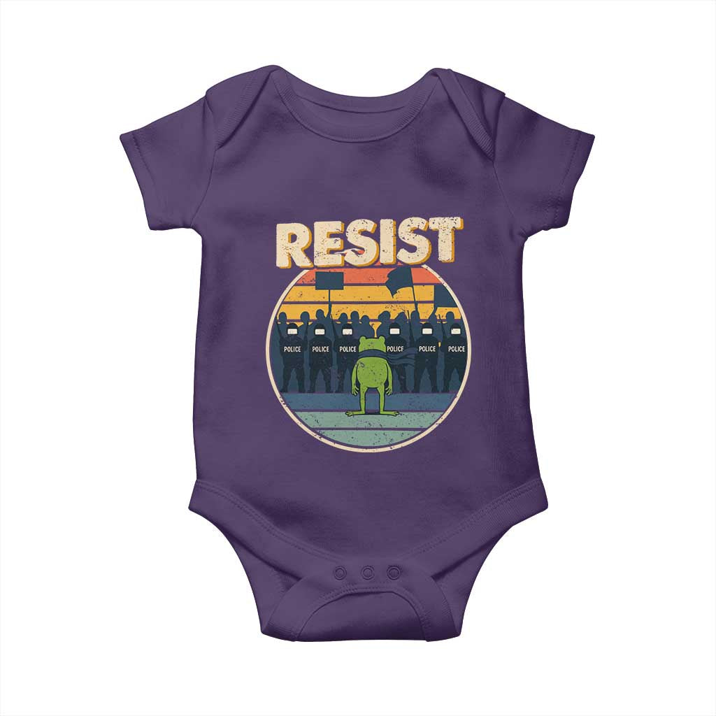 Frog Resist Baby Onesie Portland Frog Activist Protest Retro Sunset - Wonder Print Shop