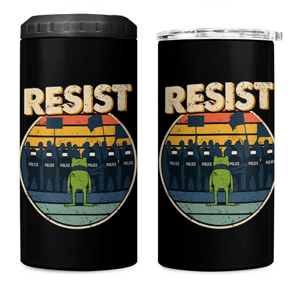 Frog Resist 4 in 1 Can Cooler Tumbler Portland Frog Activist Protest Retro Sunset - Wonder Print Shop